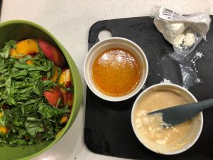 Mixing the Goat Cheese with Tomato Juice